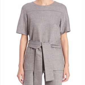 HUGO BOSS Wool Cashmere Blend Check Lined Blouse Belted Top